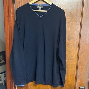 Eddie Bauer Men's Navy Pima Cotton V-Neck Sweater XXL